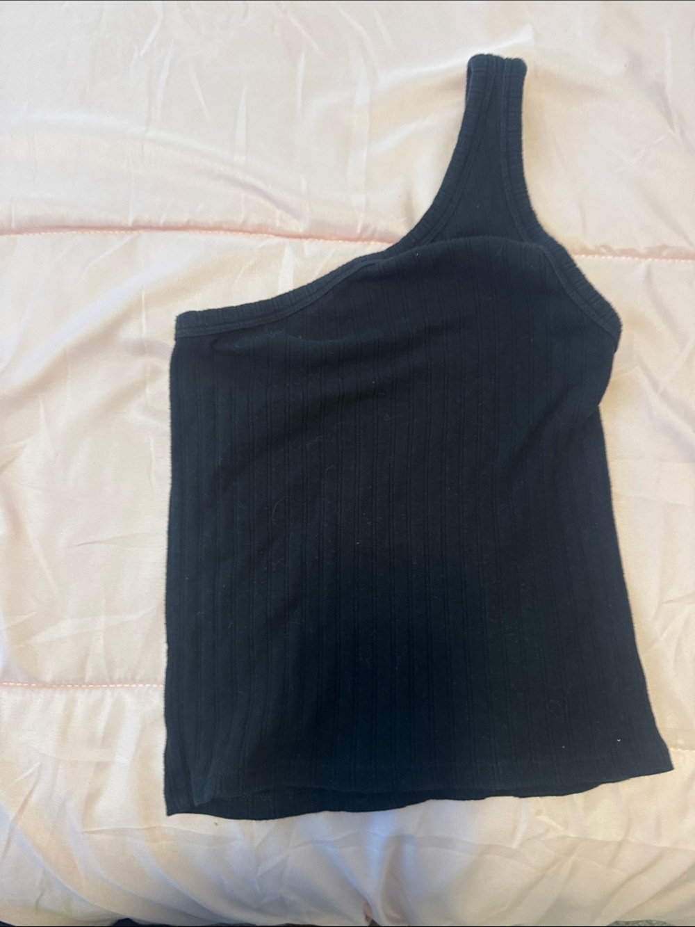 American Eagle Outfitters Black Ribbed One-Shoulder Top
